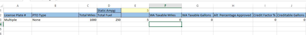 picture of spreadsheet row of diesel claim template 