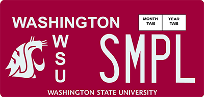 Washington State University license plates